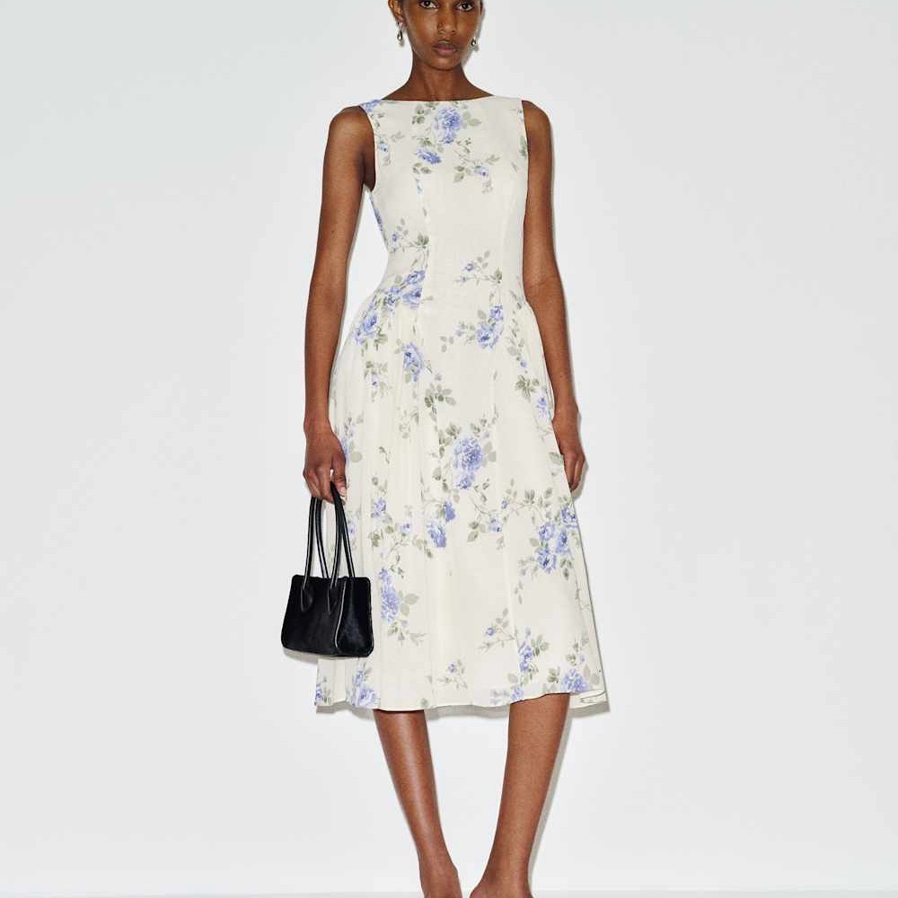 Reformation Anelis Dress;; Cream Floral Midi Dress